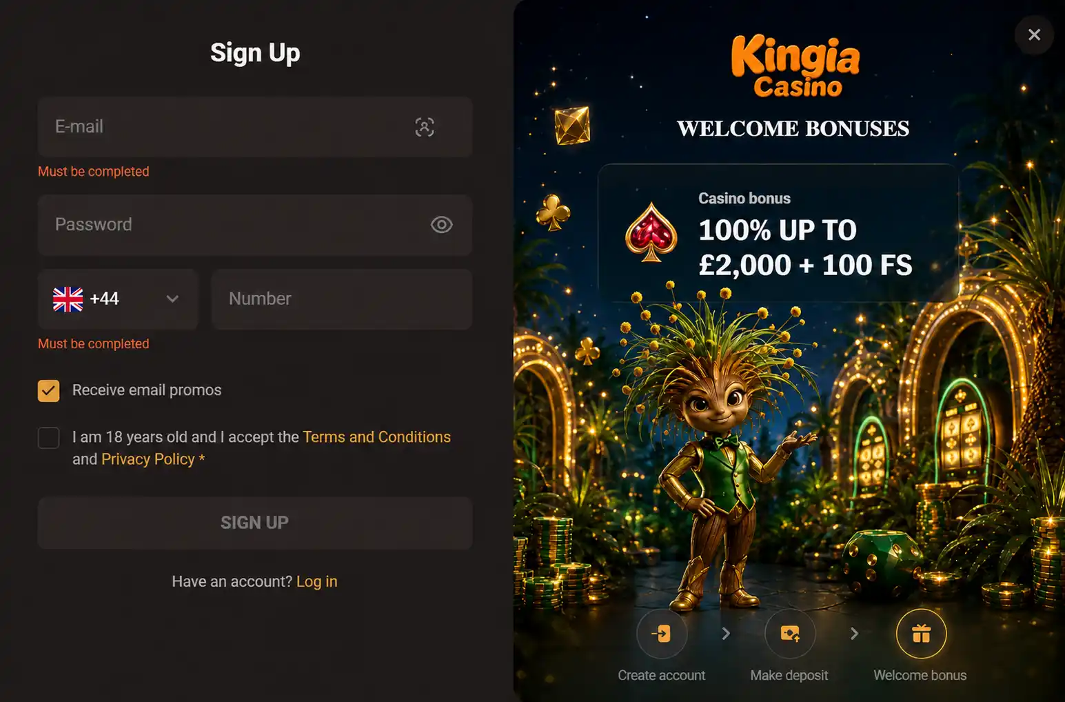 kingia casino login